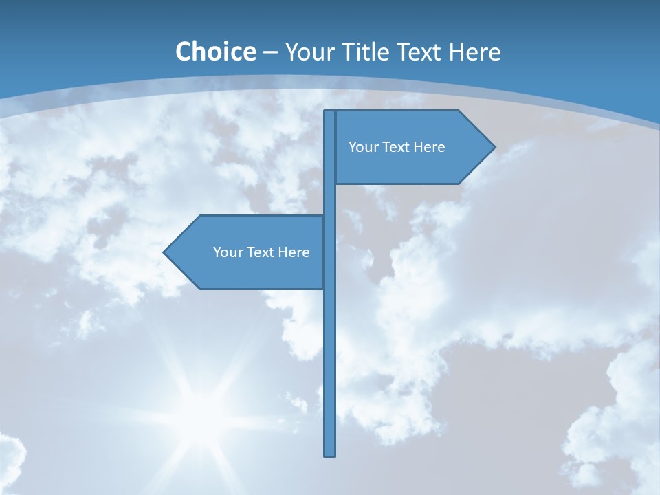 Beautiful Sky With Bright Sun And Fluffy Clouds PowerPoint Template