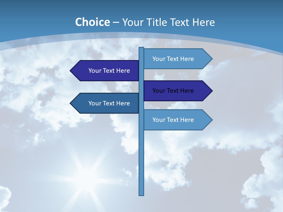 Beautiful Sky With Bright Sun And Fluffy Clouds PowerPoint Template