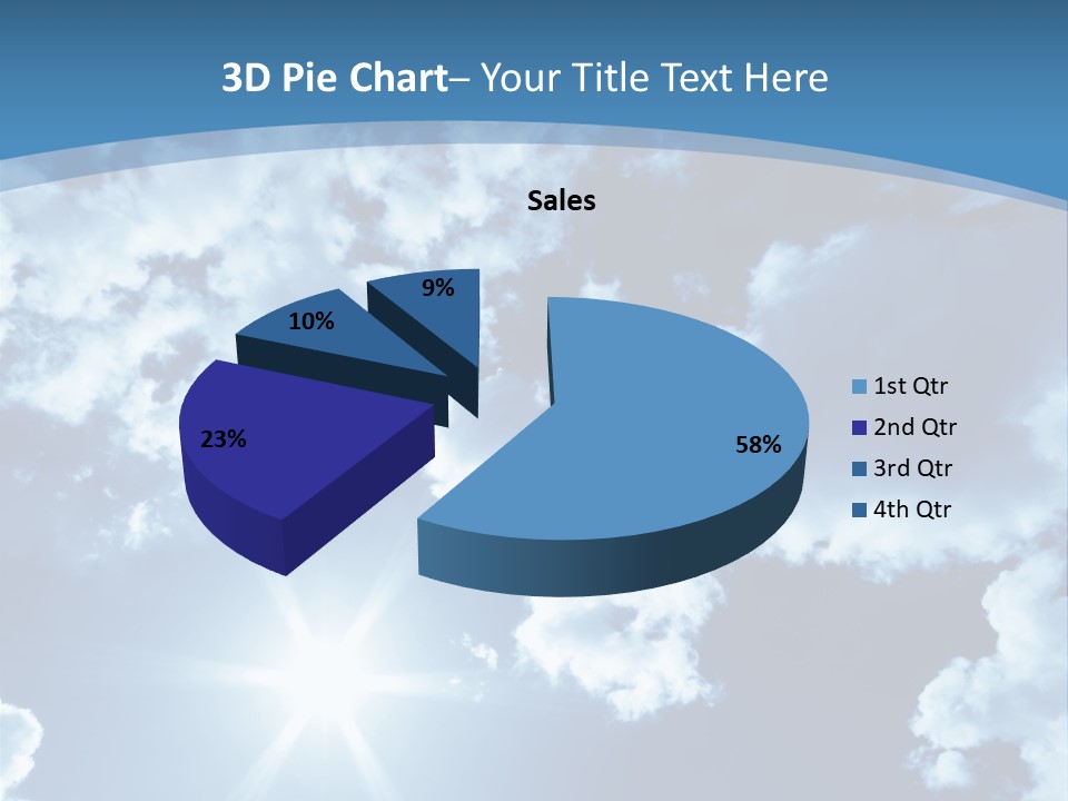 Beautiful Sky With Bright Sun And Fluffy Clouds PowerPoint Template