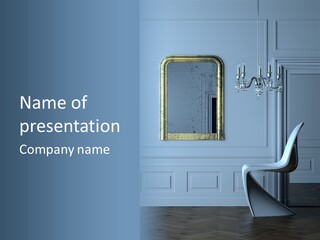 Stylish Modern Interior In A Classical Parisian Apartment (3D Render) PowerPoint Template