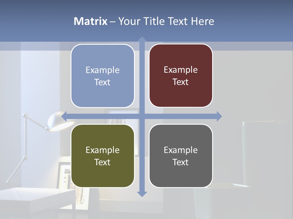 Interior Of Home With Chrome Lamp And Frames (3D Render) PowerPoint Template