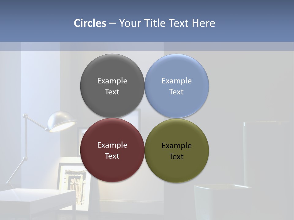 Interior Of Home With Chrome Lamp And Frames (3D Render) PowerPoint Template