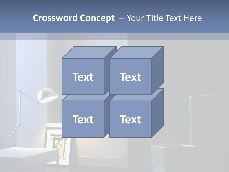 Interior Of Home With Chrome Lamp And Frames (3D Render) PowerPoint Template