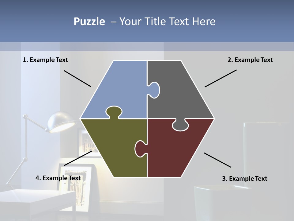 Interior Of Home With Chrome Lamp And Frames (3D Render) PowerPoint Template