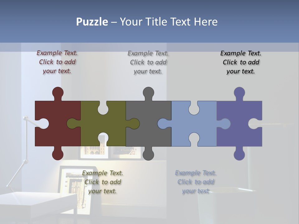 Interior Of Home With Chrome Lamp And Frames (3D Render) PowerPoint Template