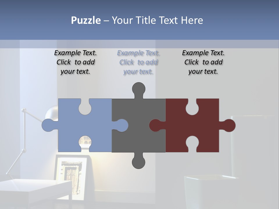 Interior Of Home With Chrome Lamp And Frames (3D Render) PowerPoint Template