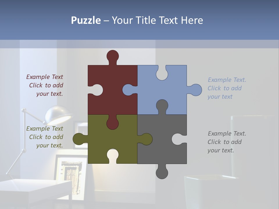 Interior Of Home With Chrome Lamp And Frames (3D Render) PowerPoint Template