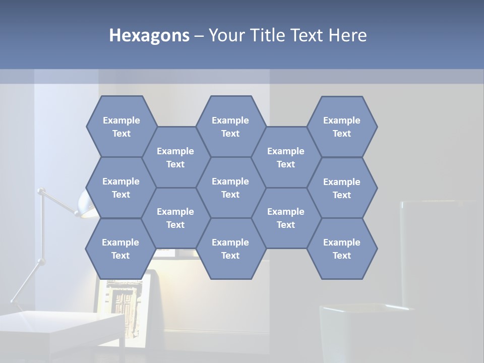 Interior Of Home With Chrome Lamp And Frames (3D Render) PowerPoint Template