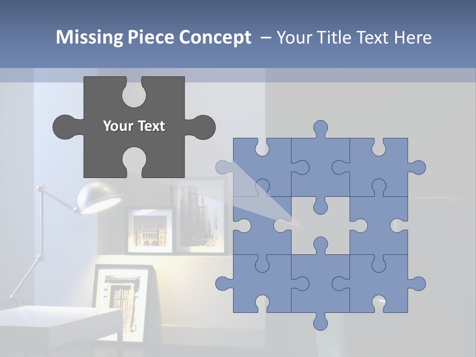 Interior Of Home With Chrome Lamp And Frames (3D Render) PowerPoint Template