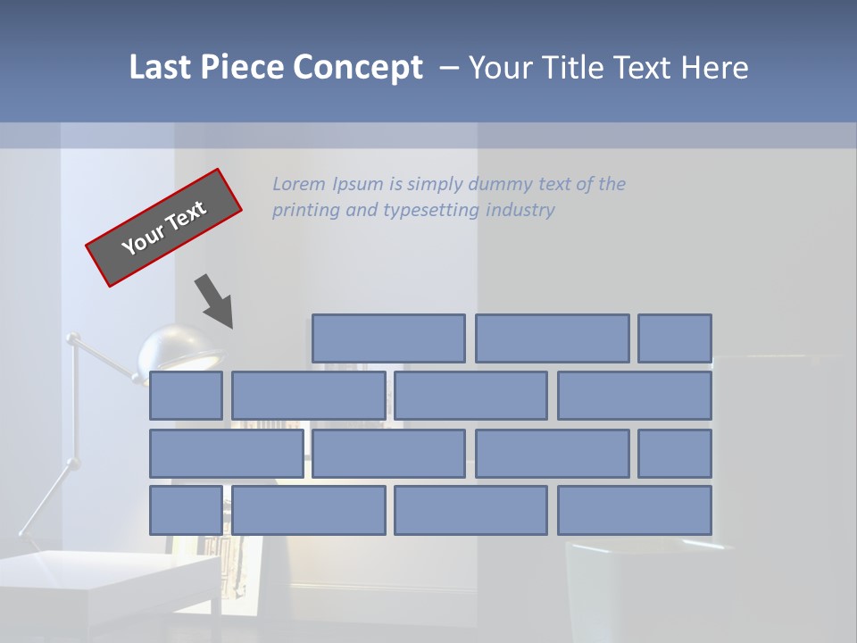 Interior Of Home With Chrome Lamp And Frames (3D Render) PowerPoint Template