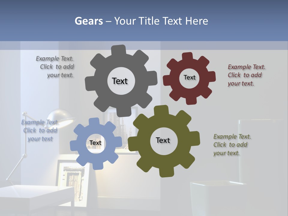 Interior Of Home With Chrome Lamp And Frames (3D Render) PowerPoint Template