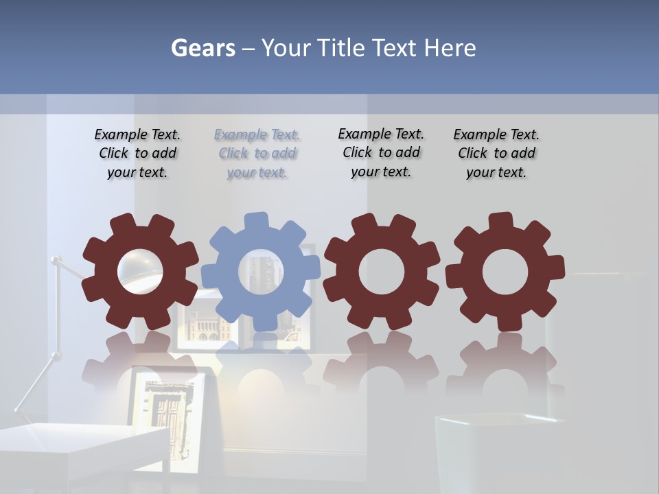 Interior Of Home With Chrome Lamp And Frames (3D Render) PowerPoint Template