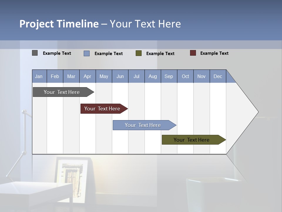 Interior Of Home With Chrome Lamp And Frames (3D Render) PowerPoint Template