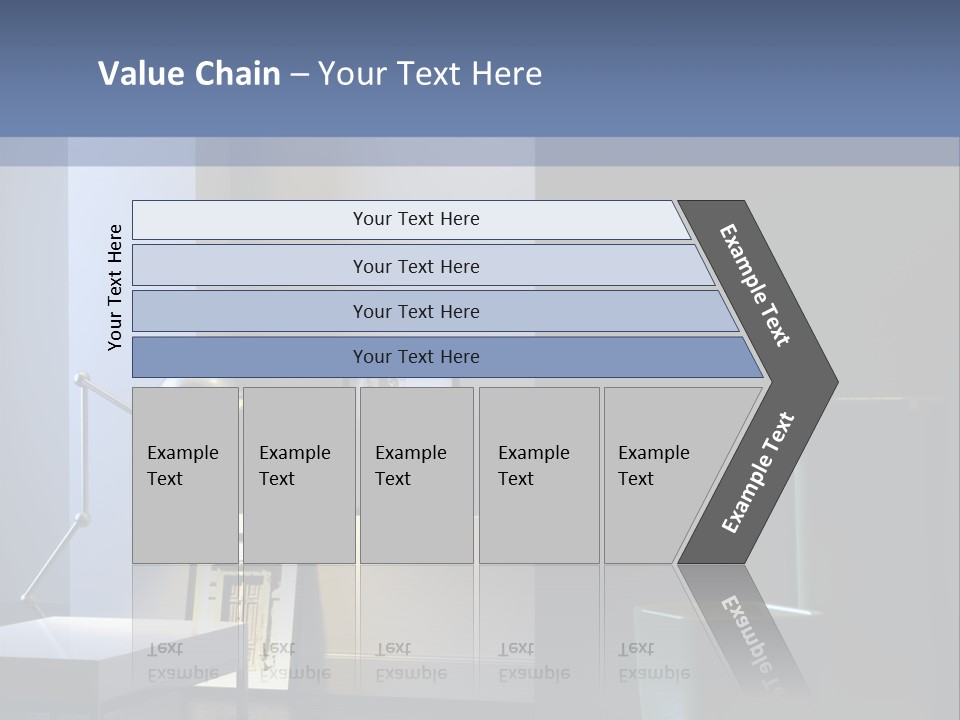 Interior Of Home With Chrome Lamp And Frames (3D Render) PowerPoint Template