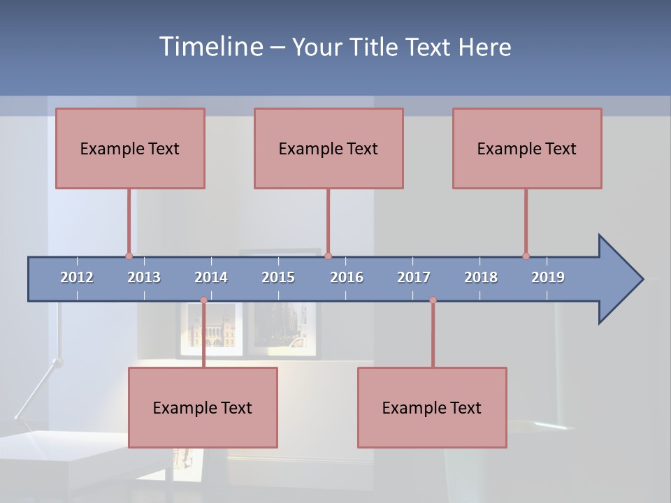 Interior Of Home With Chrome Lamp And Frames (3D Render) PowerPoint Template