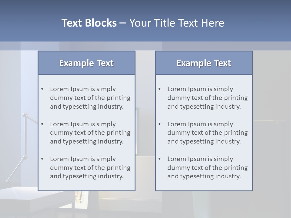 Interior Of Home With Chrome Lamp And Frames (3D Render) PowerPoint Template