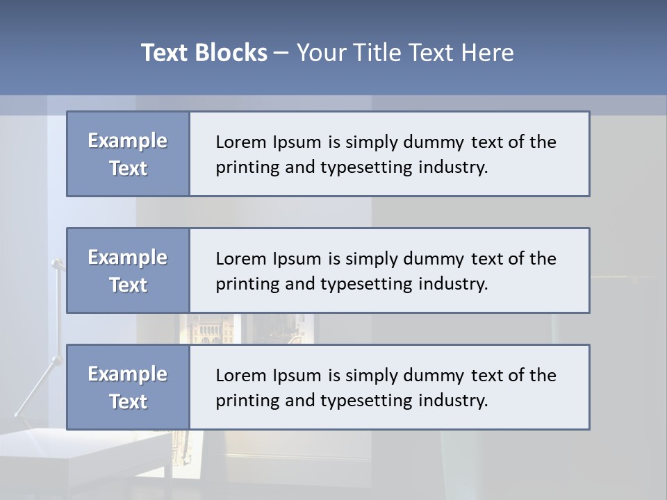 Interior Of Home With Chrome Lamp And Frames (3D Render) PowerPoint Template