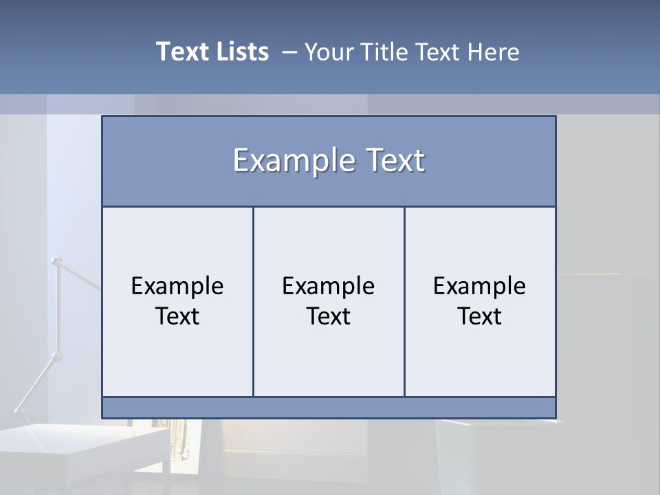 Interior Of Home With Chrome Lamp And Frames (3D Render) PowerPoint Template