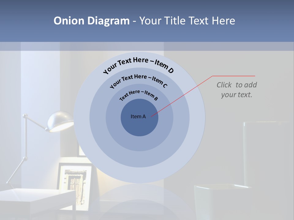 Interior Of Home With Chrome Lamp And Frames (3D Render) PowerPoint Template