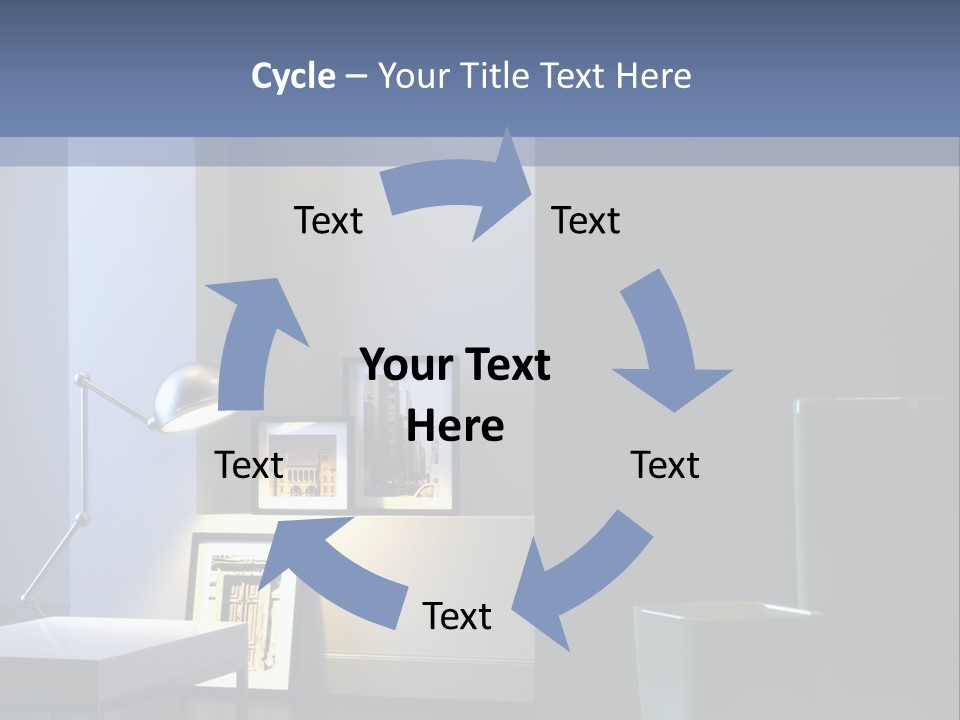 Interior Of Home With Chrome Lamp And Frames (3D Render) PowerPoint Template