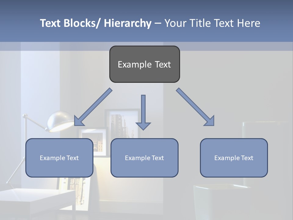 Interior Of Home With Chrome Lamp And Frames (3D Render) PowerPoint Template