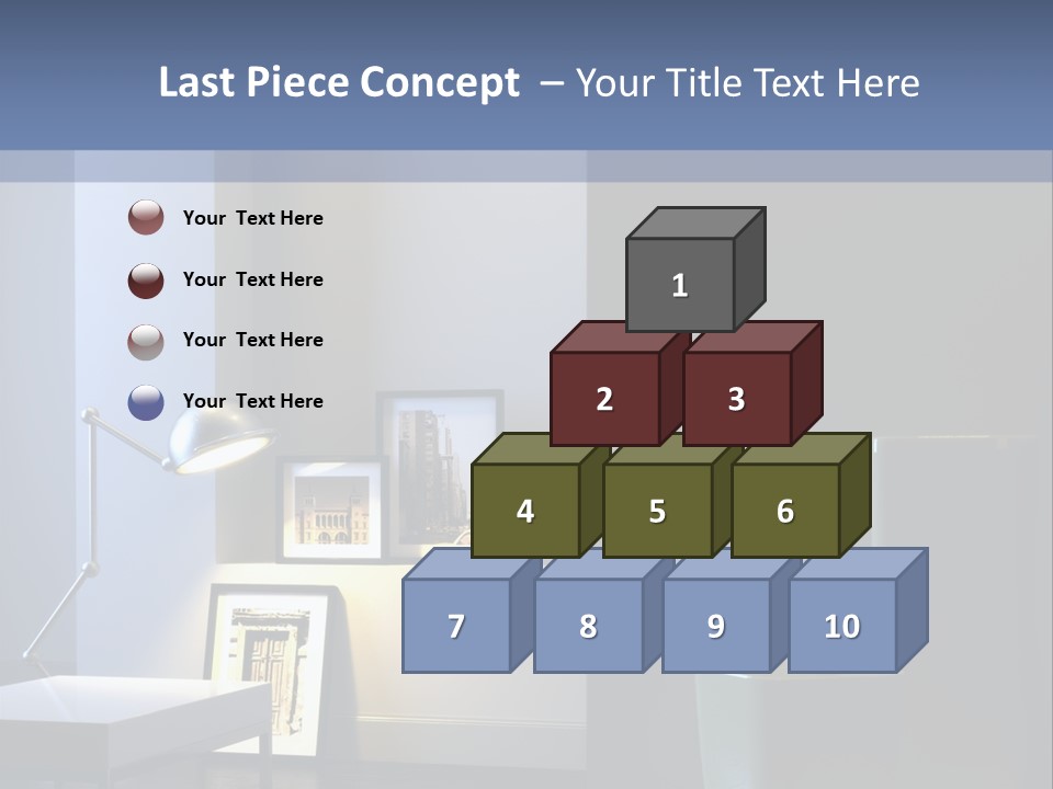 Interior Of Home With Chrome Lamp And Frames (3D Render) PowerPoint Template