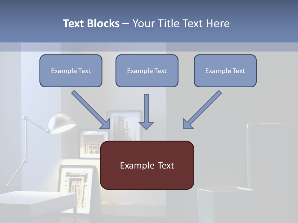 Interior Of Home With Chrome Lamp And Frames (3D Render) PowerPoint Template