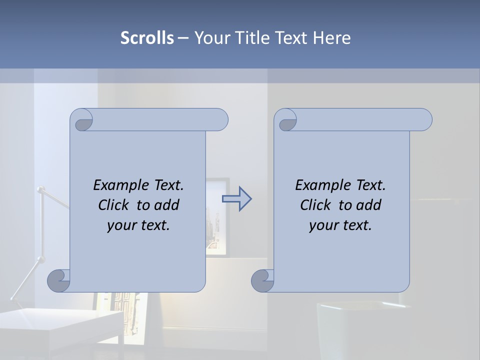 Interior Of Home With Chrome Lamp And Frames (3D Render) PowerPoint Template