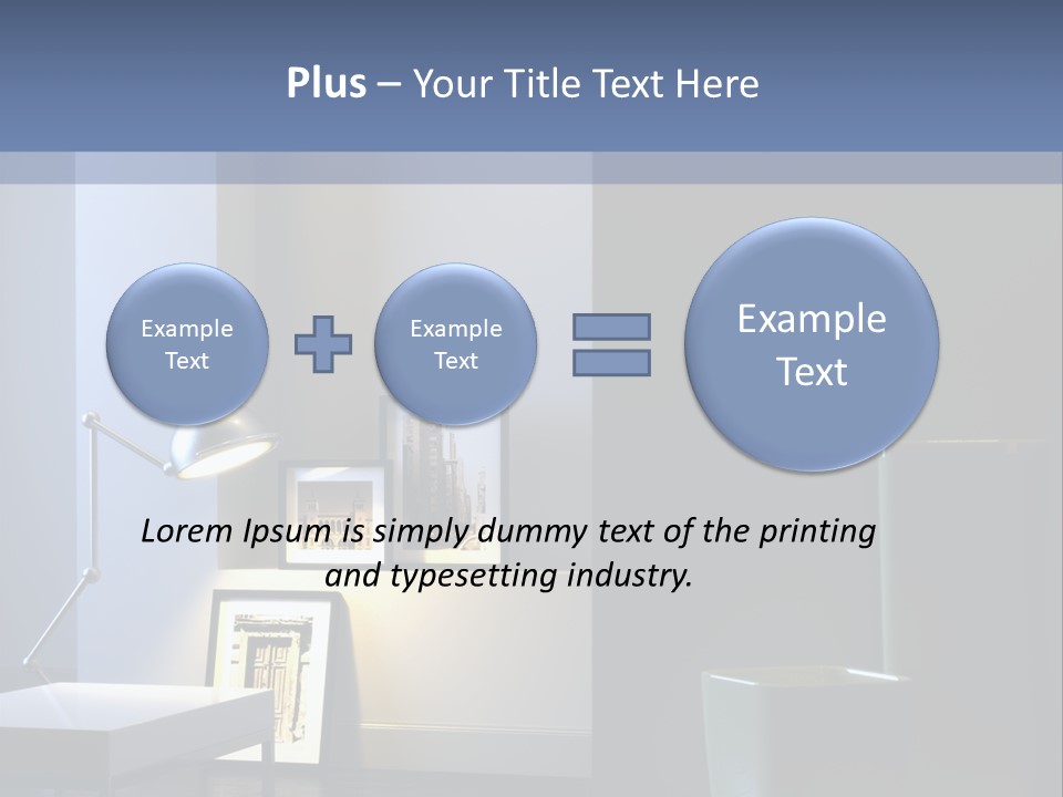 Interior Of Home With Chrome Lamp And Frames (3D Render) PowerPoint Template