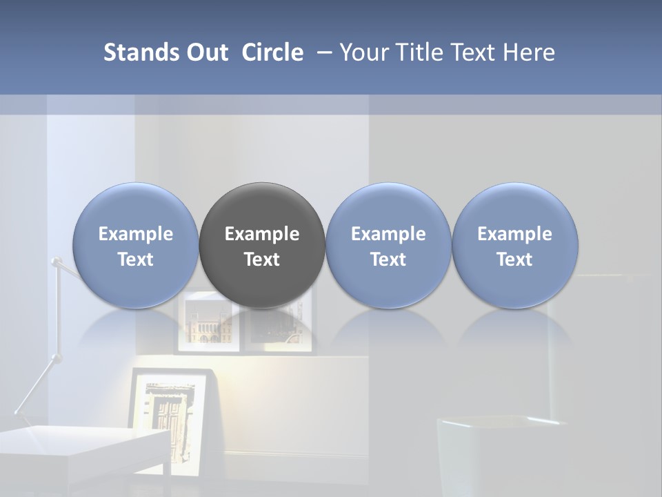 Interior Of Home With Chrome Lamp And Frames (3D Render) PowerPoint Template