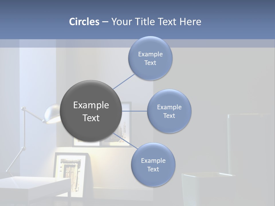 Interior Of Home With Chrome Lamp And Frames (3D Render) PowerPoint Template