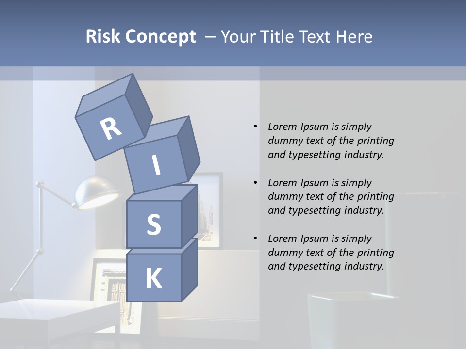 Interior Of Home With Chrome Lamp And Frames (3D Render) PowerPoint Template