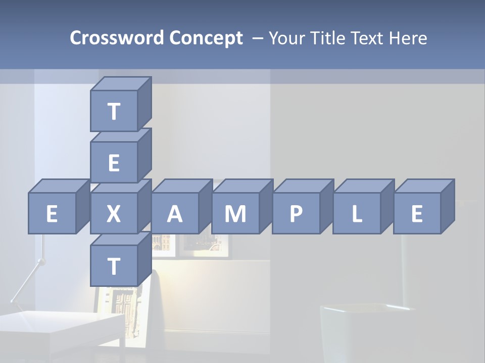 Interior Of Home With Chrome Lamp And Frames (3D Render) PowerPoint Template