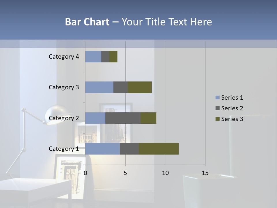 Interior Of Home With Chrome Lamp And Frames (3D Render) PowerPoint Template