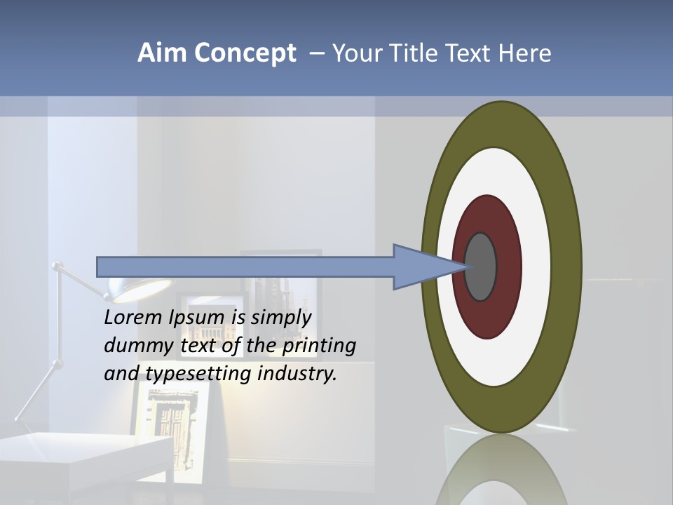 Interior Of Home With Chrome Lamp And Frames (3D Render) PowerPoint Template