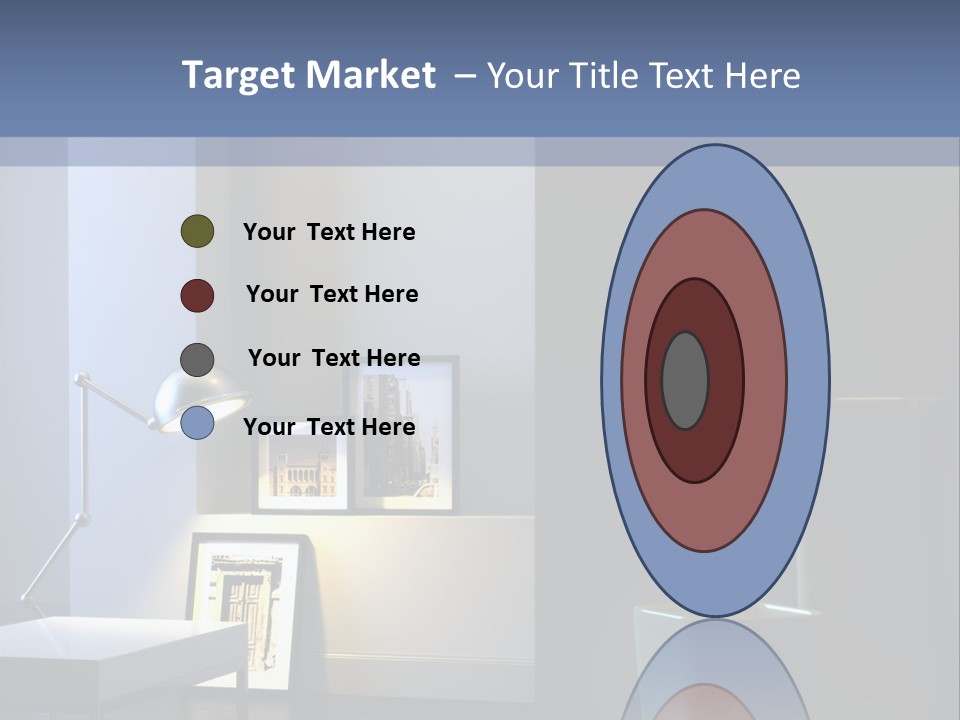 Interior Of Home With Chrome Lamp And Frames (3D Render) PowerPoint Template