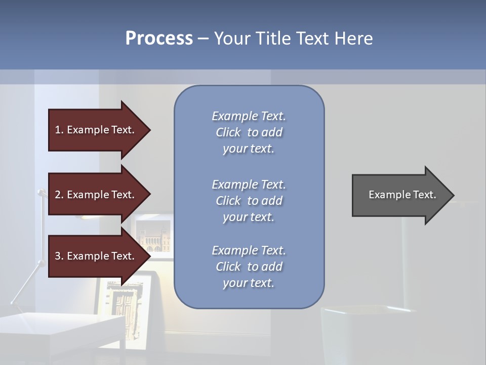 Interior Of Home With Chrome Lamp And Frames (3D Render) PowerPoint Template