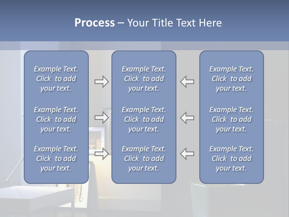 Interior Of Home With Chrome Lamp And Frames (3D Render) PowerPoint Template