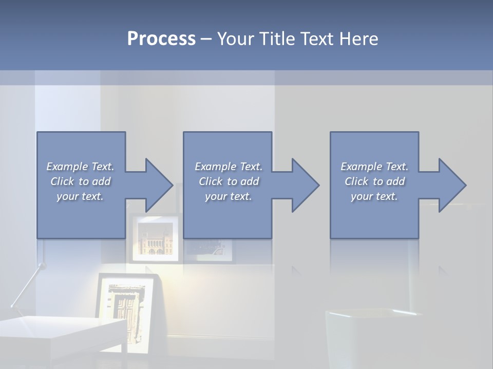 Interior Of Home With Chrome Lamp And Frames (3D Render) PowerPoint Template