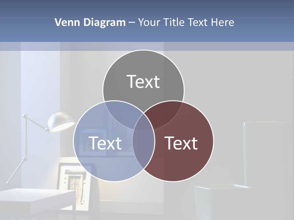 Interior Of Home With Chrome Lamp And Frames (3D Render) PowerPoint Template