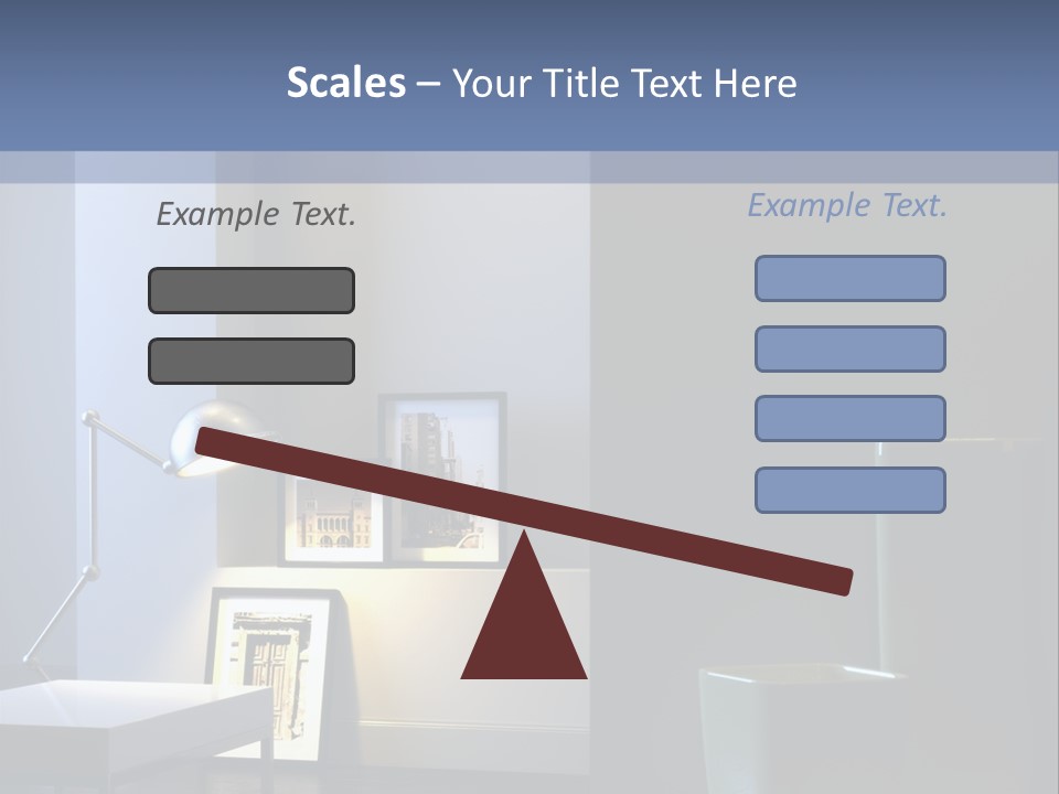 Interior Of Home With Chrome Lamp And Frames (3D Render) PowerPoint Template