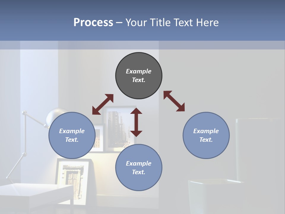Interior Of Home With Chrome Lamp And Frames (3D Render) PowerPoint Template
