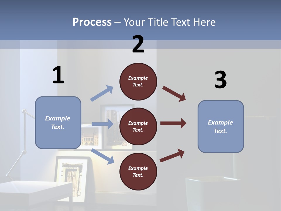Interior Of Home With Chrome Lamp And Frames (3D Render) PowerPoint Template