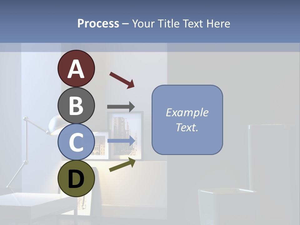 Interior Of Home With Chrome Lamp And Frames (3D Render) PowerPoint Template