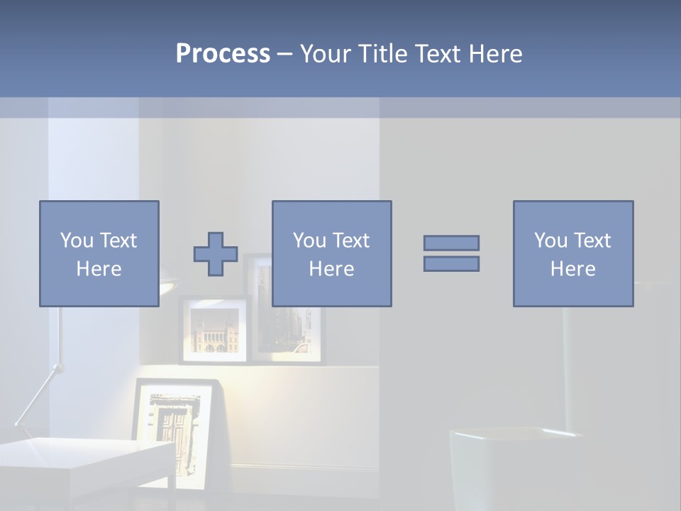 Interior Of Home With Chrome Lamp And Frames (3D Render) PowerPoint Template