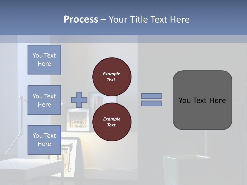Interior Of Home With Chrome Lamp And Frames (3D Render) PowerPoint Template