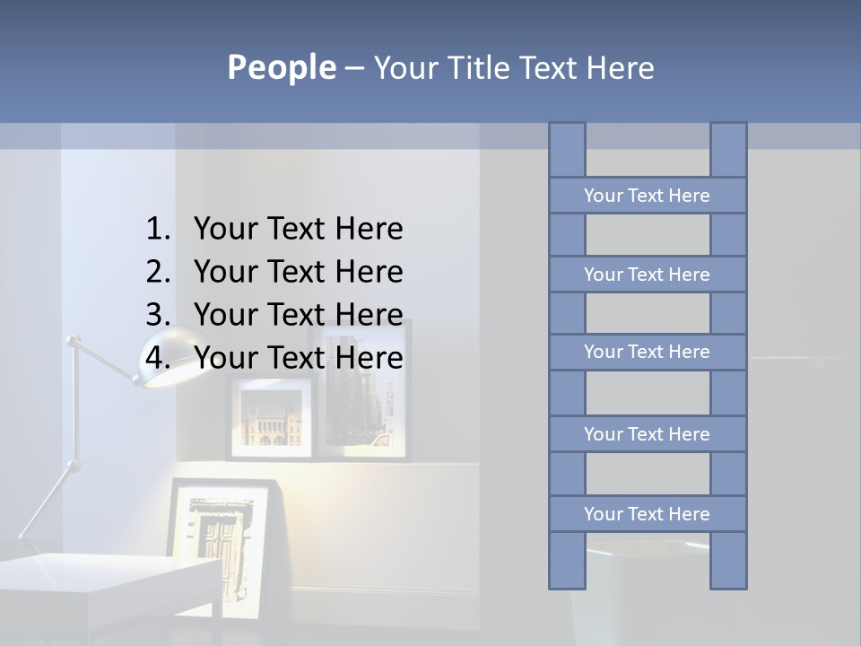 Interior Of Home With Chrome Lamp And Frames (3D Render) PowerPoint Template