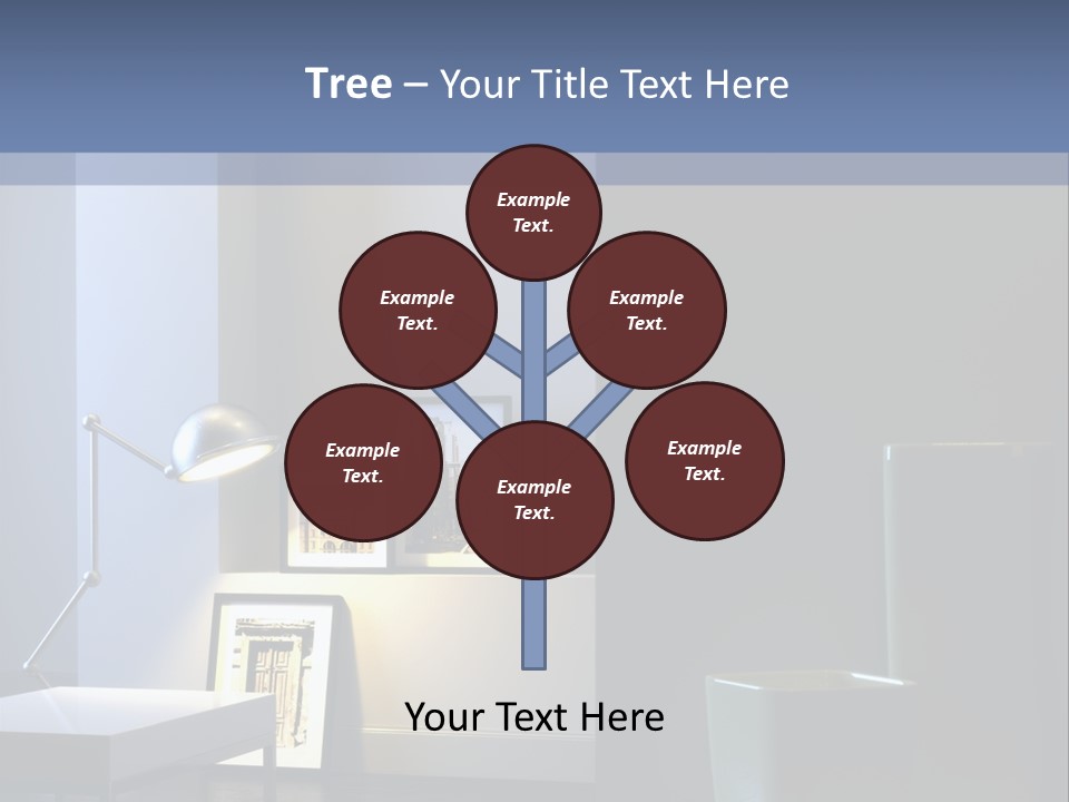 Interior Of Home With Chrome Lamp And Frames (3D Render) PowerPoint Template