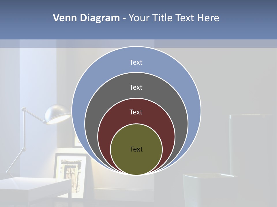 Interior Of Home With Chrome Lamp And Frames (3D Render) PowerPoint Template