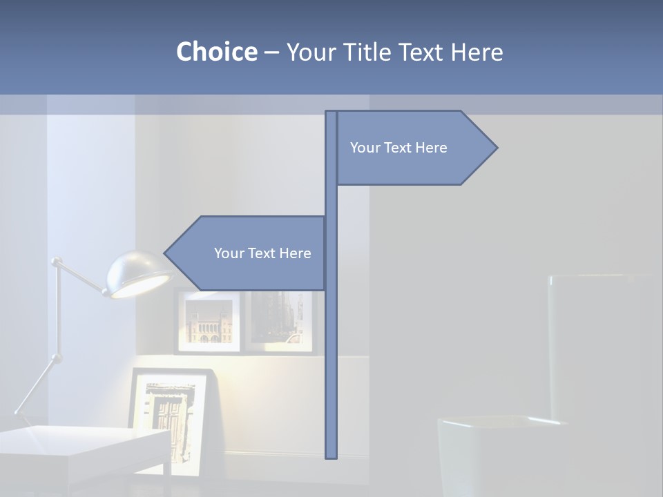 Interior Of Home With Chrome Lamp And Frames (3D Render) PowerPoint Template